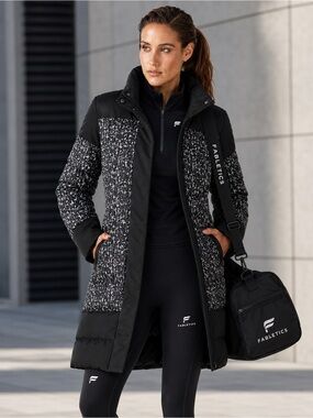 Fabletics Waco Black and Gray Patterned‎ Puffer Jacket
